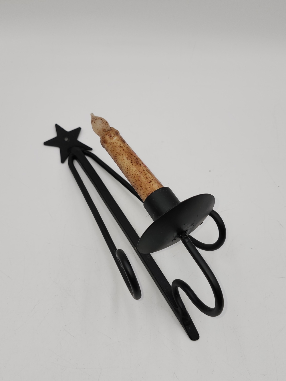 Vintage taper wall Candle Holder star wrought iron sconce farmhouse